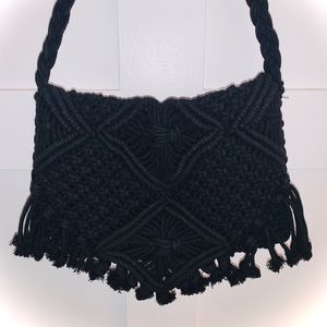Black Crochet Crossbody Purse